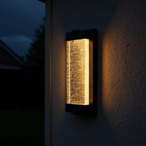 Applique murale extérieure en aluminium rectangulaire LED 3500K lumière chaude, résistante aux intempéries, avec diffuseur en verre trempé - Product Image 2