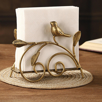 Porte-serviettes vertical en fonte dorée, style vintage rustique, avec motif oiseau bleu