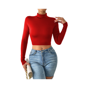 Haut formel vintage pour femmes à manches longues, col ouvert, imprimé, coupe ajustée, t-shirt classique, patchwork, broderie, 100% coton - Product Image 3