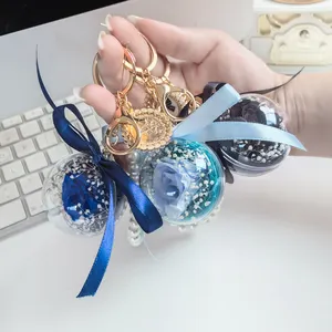 Chất lượng cao vĩnh cửu Hoa Ngọc Trai Acrylic Keychain bảo quản tăng móc chìa khóa với Hộp quà tặng