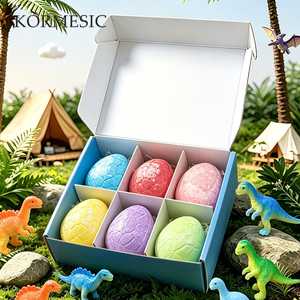KORMESIC – Lot de bombes de bain œufs de dinosaure colorés à marque privée, boules de sel de bain à mousse riche, parfumées, luxueuses, amusantes, avec jouets surprise - Product Image 1
