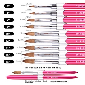 Personalizable Cross-Border para Amazon Nail Art Brush Flat Hair Shape Metal Pen con Mink Crystal Siberian Kolinsky Pelo Sintético - Product Image 6