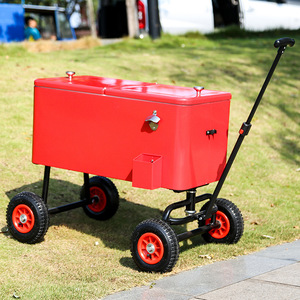 Glacière rigide rétro américaine 80L pour camping en extérieur, congélateur portable à roulettes pour boissons fraîches et utilisation en extérieur sur remorque - Product Image 3