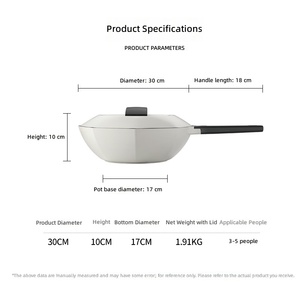 Wok octogonal intelligent de 30 cm de <span class=keywords><strong>la</strong></span> série Wood Stone, base en alliage d'aluminium, revêtement antiadhésif physique, avec fonction de minuterie anti-cuisson à sec - Product Image 6