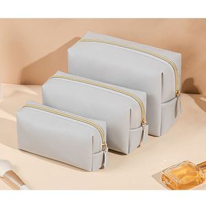 Cute Cosmetic Travel Bag Organizer Pouch Green Cosmetic Bag White Vegan Leather - Product Image 5