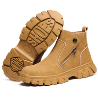 Chaussures de sécurité fonctionnelles et durables pour hommes, mi-montantes, pour la construction, protection antidérapante, en cuir microfibre, avec embout en acier