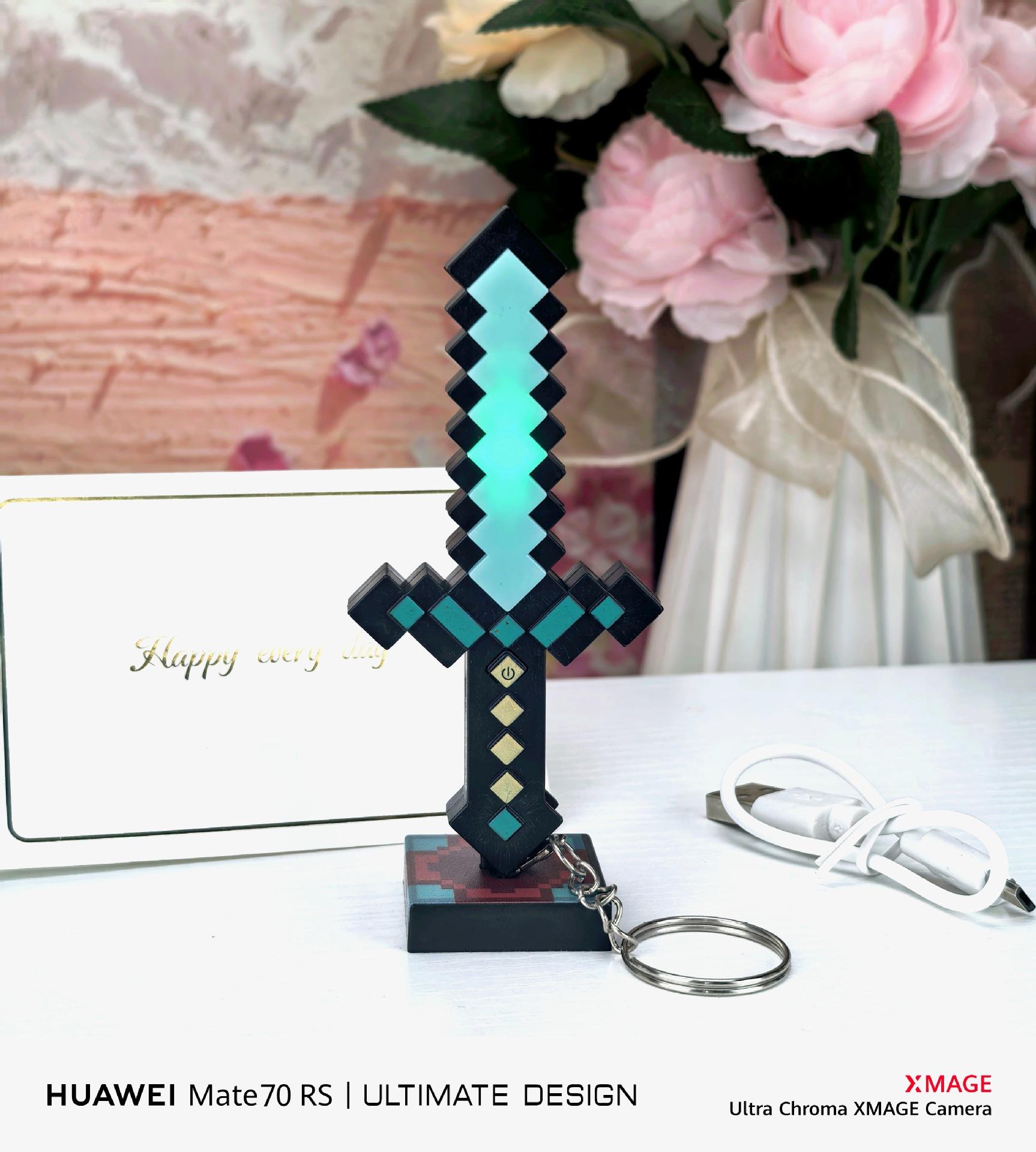 Porte-clés épée de diamant [interrupteur à clé 7 couleurs] avec base de chargement