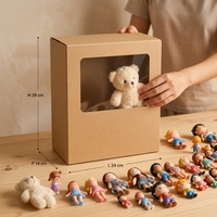 Boîte cadeau personnalisée en carton ondulé brun E-flute avec matériaux recyclés, épaisseur 2 mm, pour jouets en peluche, fenêtre PET
