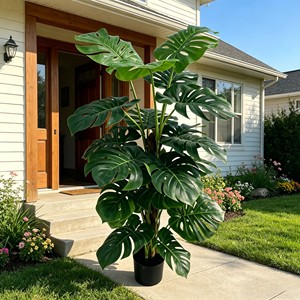 Vente en gros usine : Feuillage en plastique latex à toucher naturel, Plante Monstera Deliciosa en pot, Décoration d'intérieur style nordique, Tortue artificielle - Product Image 5