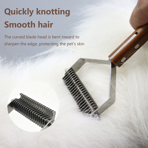 Stainless Steel <b>Pet</b> Grooming Comb Wooden Handle Cats Dogs Hair Dematting Deshedding Tool - Product Image 4