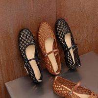 Cialisa Nouveaux Ballerines pour Femme Été 2025 Bout Rond Tendance Tressé Bride à Boucle Confortables Chaussures Mary Jane pour Filles