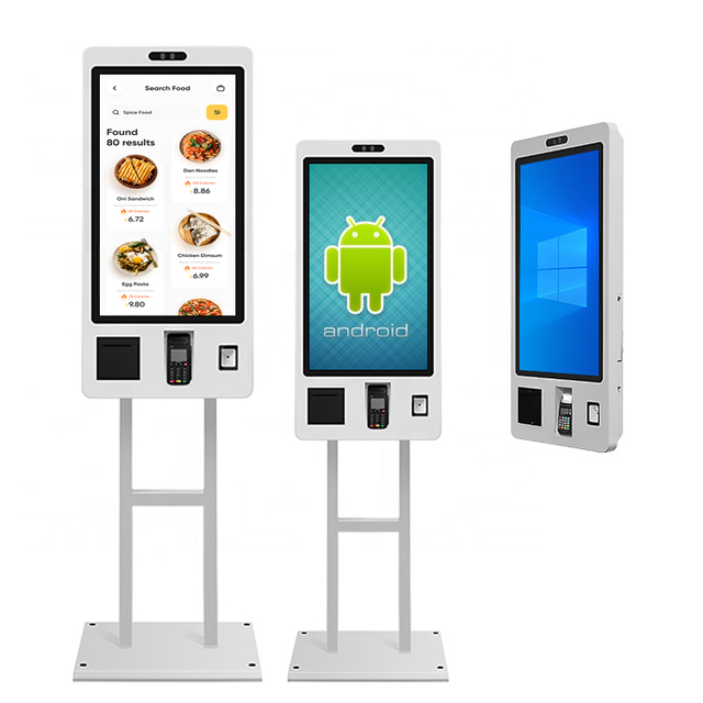 32 43 Inch Interactive Digital Signage Kiosk for Self Ordering and Payment Systems in Food Plaza Restaurants and Cafeterias