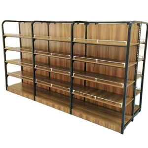Estantes de supermercado de tienda minorista, <span class=keywords><strong>muebles</strong></span> colgantes de pared de tablero de capas de madera, estantes de supermercado de papelería de color grano de madera - Product Image 6