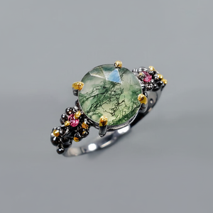 แหวนโมรามอสเงินสเตอร์ลิงสี925สำหรับผู้หญิงพลอยสีเขียวสัญญาของขวัญทางศาสนาสำหรับแม่ภรรยาลูกสาวยายของน้องสาว - Product Image 1