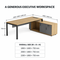 Bureau de direction moderne avec armoire de rangement intégrée, tiroir verrouillable, grand espace de travail, mobilier pour bureau