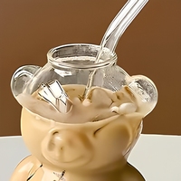 Tasse en verre borosilicate soufflé à la main, verre à boire réutilisable en forme d'ours en peluche, mug en verre pour la décoration de fête et de la maison