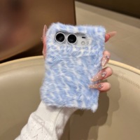 Étui de téléphone en peluche à motif léopard rose tendance pour iPhone Duo, étui pliable avec protection de l'objectif de l'appareil photo, étui en fourrure pour iPhone Duo
