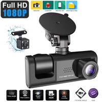 Caméra de tableau de bord de voiture avec vision nocturne Starlight à 3 objectifs de 2 pouces, écran HD IPS, angle de 170 degrés, contrôle par application, caméra de recul multilingue