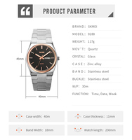 Montre SKMEI 9288 classique avec affichage jour/date, un compagnon de précision idéal pour les cadres commerciaux lors de visites clients et de rendez-vous professionnels