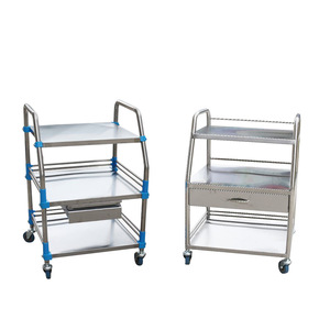 Manufacturer's multi-functional 430 stainless steel <b>trolley</b>, beauty salon instrument storage cart, three-tiered wheeled storage - Product Image 1