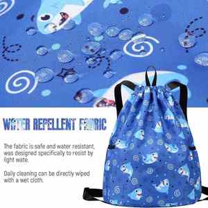 Custom Kids Shark Print Zipper Closure Waterproof Nylon Backpack-Portable Outdoor <b>Swim</b> & Gym Sack <b>Bag</b> for <b>Boys</b> & Girls - Product Image 3