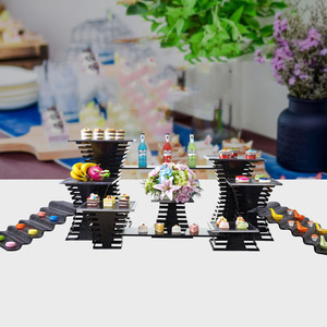 Présentoir buffet moderne avec finition en acier inoxydable pour les desserts, les gâteaux et les salades lors d'événements haut de gamme - Product Image 3