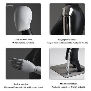 Manichino Femminile a Corpo Intero in Fibra di Vetro, Flessibile, Posizione Eretta, Elettroplaccato Nero Oro Argento, Spalle Piatte, per Abbigliamento - Product Image 4