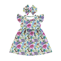 Robe d'été à manches évasées pour fille, motif Floral, jolie tenue pour anniversaire