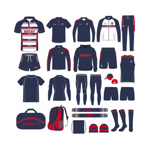 Akilex kustom rugby pria jersey desain klasik rajutan super kaus Wanita rugby celana pendek kaus polo rugby - Product Image 2