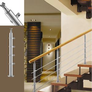 עיצוב מודרני מותאם אישית צינור עגול 304 מוברש פוסט מעקה רכבת נירוסטה עבור מרפסת וילה ומגרשים מלון - Product Image 4