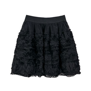 2025 Niche Spring Black Tridimensional Flower Net Sand Fluffy Cake Cintura elástica Adelgazante y <span class=keywords><strong>falda</strong></span> que cubre la <span class=keywords><strong>carne</strong></span> - Product Image 1