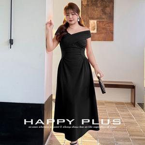 ชุดราตรีแบบเปิดไหล่ทรงเอ็มไพร์เอวสูง ดีไซน์ไม่สมมาตร สีพื้น ใส่สบาย ไซส์พลัส เหมาะสำหรับออกเดทและงานปาร์ตี้ - Product Image 1