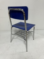 Chaise de formation OK-2069 avec dossier en PP brillant, assise rembourrée, pieds chromés et structure en contreplaqué pour salle de classe, amphithéâtre, conférence.