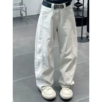 Pantalon en jean large pour homme, coupe droite, bleu clair délavé, style baggy, personnalisable