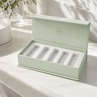 Boîte d'échantillons magnétique vert clair de luxe, 5 compartiments, insert en EVA, logo personnalisé, emballage médical clinique Biocare
