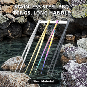 Pinces de cuisine en acier inoxydable à long manche, lavables au lave-vaisselle, écologiques, pour service alimentaire et buffet, vente en gros - Product Image 2