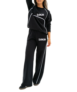 wholesale Custom logo <b>Women's</b> Winter Custom Heavyweight 100% Cotton High Quality Unisex 2 Piece Sweatshirt Tracksuit Set - Product Image 1