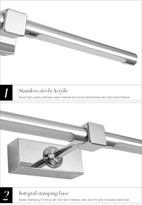 COMBO Lampe LED chromée pour miroir 3500K Blanc chaud, éclairage de salle de bain à montage en surface, design moderne, IRC 85+ - Product Image 4