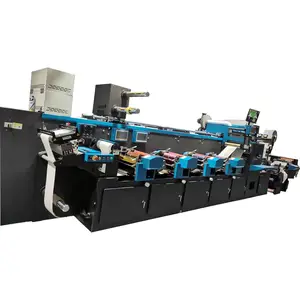 HONTEC FDA-350-4C web sempit 4 warna, mesin cetak flexo dengan stasiun pemotong mati untuk stiker