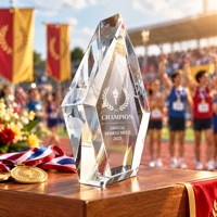 Trophée en cristal personnalisé Neelpure 199808 pour compétition scolaire sportive, plaque de récompense pour équipe de championnat d'athlétisme, cadeau pour médaille sportive