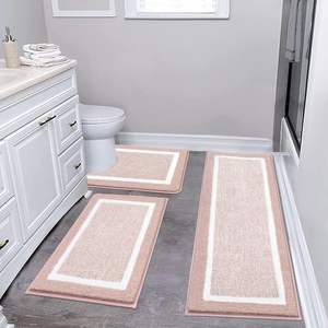 Juego de alfombras de baño de Cachemira de imitación Simple de 3 piezas con diseño de dibujos animados, alfombrilla de inodoro antideslizante absorbente para suelo de ducha en Stock - Product Image 2