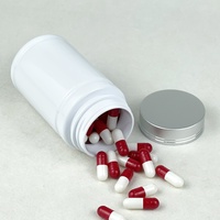 Bouteille en plastique HDPE pour médicaments, poudres, comprimés, capsules, scellée, résistante à la lumière, blanche, à large ouverture, sérigraphiée