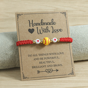 Pulsera Trenzada con Temática de Béisbol, con Cuentas <span class=keywords><strong>en</strong></span> Forma de Corazón, Ajustable, para Niñas y Niños Fanáticos del Deporte, Venta al Por Mayor - Product Image 4