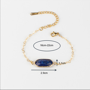 <span class=keywords><strong>Bracelet</strong></span> en pierre naturelle ovale plaqué or 14 carats, <span class=keywords><strong>bracelet</strong></span> délicat en cristal de guérison pour femmes - Product Image 2