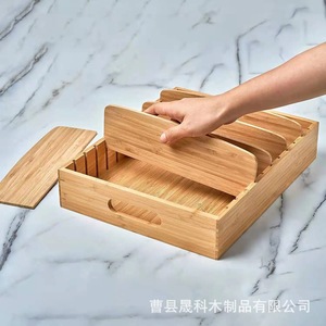 Caja organizadora de madera para cocina, baño, almacenamiento de toallas, cajón multifunción, material de bambú - Product Image 3
