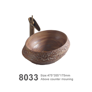 Lavabo de salle de bains en céramique, style irrégulier, Vintage et design, évier de cuisine, grain de <span class=keywords><strong>bois</strong></span>, lavage, pour la salle de bains d'hôtel - Product Image 6