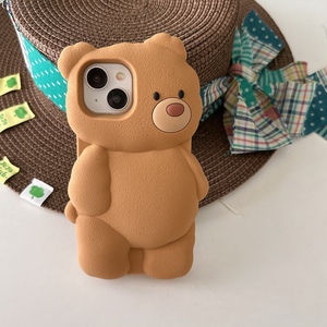 Custodia in Silicone 3D orso carino per iPhone 13 14 15 16 Pro Max in cartone animato adorabile animale Cover del telefono antiurto - Product Image 3