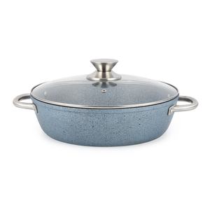 ชุดหม้อทำอาหารสแตนเลสมีหูจับ,หม้อและกระทะบ้านเจ้าหญิงเหนี่ยวนำหินสีเทาหินอ่อนเครื่องครัวแบบไม่ติด - Product Image 3