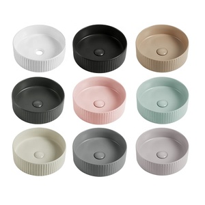 Évier de salle de bain moderne et rond, évier d'italie en porcelaine noire mat en céramique, lavage à main, 78728MB, modèle - Product Image 3