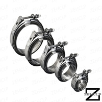 Kit de collier de serrage double à bride en V en acier inoxydable SS304 sur mesure pour échappement turbo et downpipe, 2,36 pouces, robuste, avec boulon en T, finition polie miroir